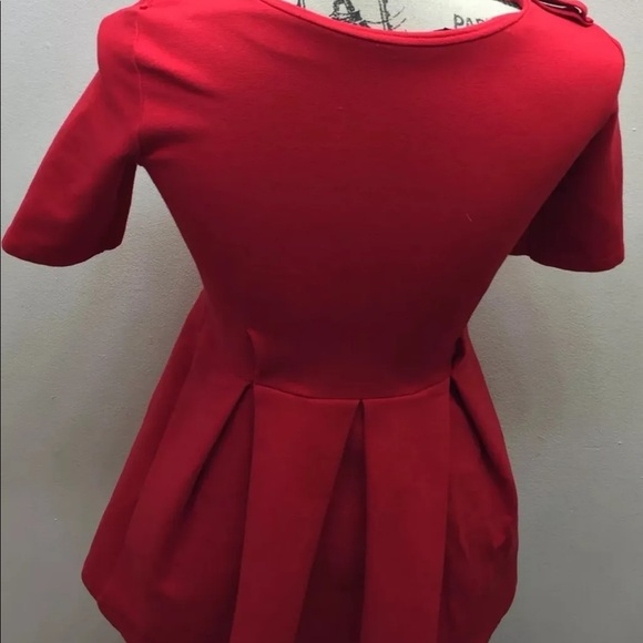 Zara Women Fit Flare Mini Red Dress XS Cotton Made In Portugal - Picture 6 of 10